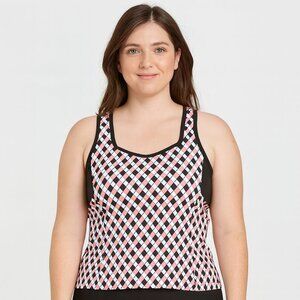 Wimbledon Black and Pink Geometric Tank Top